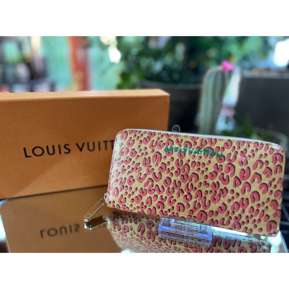 Louis Vuitton Pink Leopard Print Zip Wallet